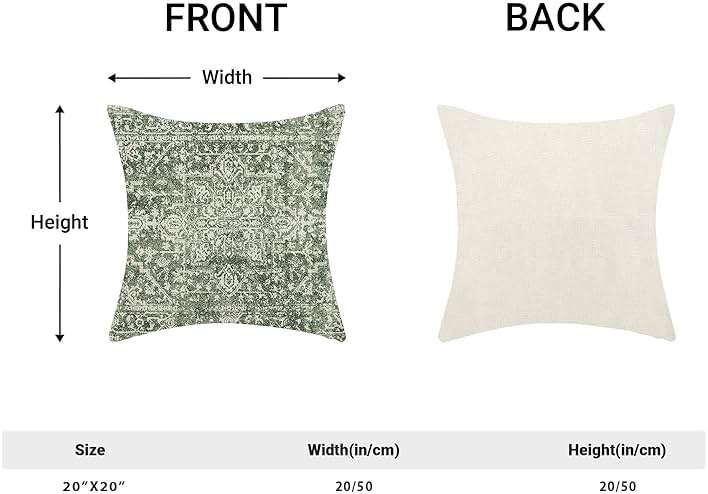 BETGINY Boho Pillow Covers 20x20, Sage Green Cream Ethnic Design Outdoor Decorative Throw Pillows for Couch, Carpet Pattern Decor Cushion Cover 2 Pcs Farmhouse Linen Pillowcase for Bed Car Safa - Image 3