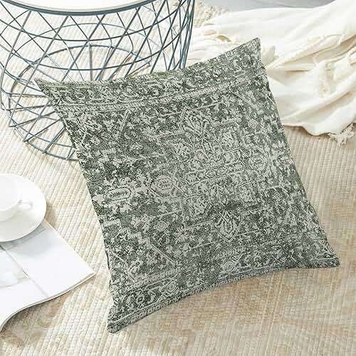 BETGINY Boho Pillow Covers 20x20, Sage Green Cream Ethnic Design Outdoor Decorative Throw Pillows for Couch, Carpet Pattern Decor Cushion Cover 2 Pcs Farmhouse Linen Pillowcase for Bed Car Safa - Image 5