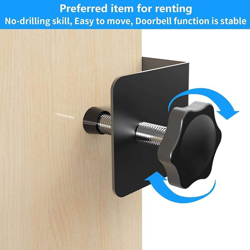 Anti-Theft Door Mount for Wyze Duo Cam Doorbell Only, No-Drill Wyze Doorbell Camera Mount, Metal Adjustable Door Bell Kits for Home Rentals Room Black - Image 6