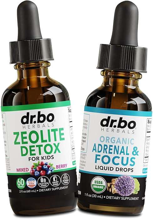 Zeolite Detox & Adrenal Focus Support - Clinoptilolite Zeolite for Kids & Adults Liquid Drops with Vitamins B12 & D - Organic Adrenal and Focus for Calm Natural Brain, Memory Fatigue Stress Attention - Image 1