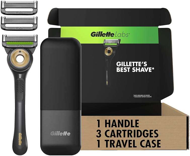 GilletteLabs With Exfoliating Bar Shaving Razor For Men, 1 Handle, 3 Blade Refills, Includes Travel Case for Convenient Storage On The Go - Image 1