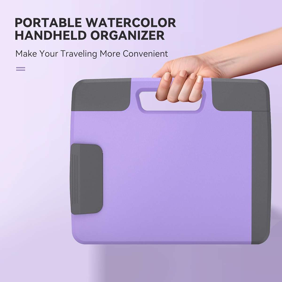 MEI LIANG Travel Watercolor Paint Set, Watercolor Set Includes 36 Colors Solid Watercolors + 7.5x7.5 inch 50% Cotton Watercolor Paper(20 Sheets) + 1 Watercolor Brush + Purple Handheld Organizer - Image 6