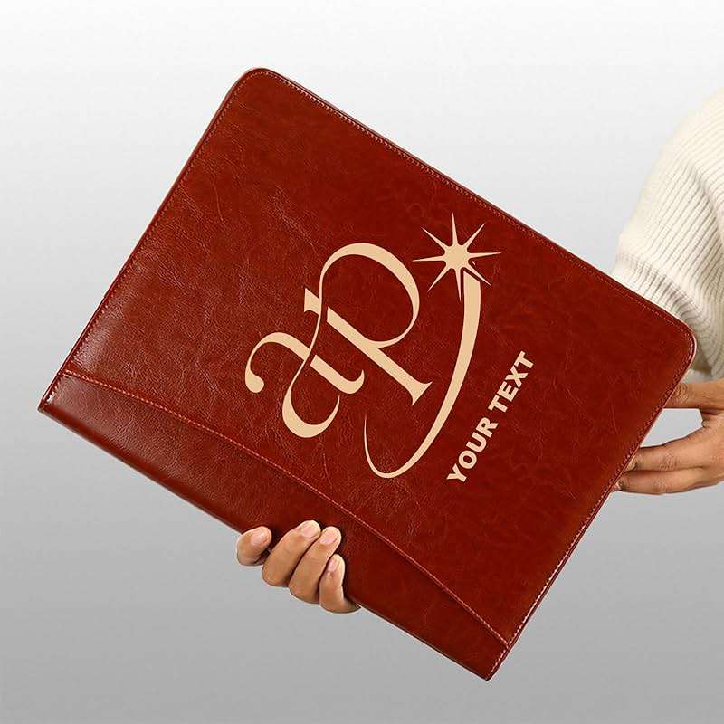 Personalized Zippered Padfolio with Custom Logo/Text/Photo - Leather Planner Binder and Portfolio Folder for Documents - A4/Letter Size with Business Card Holder for Men & Women (Black) - Image 2