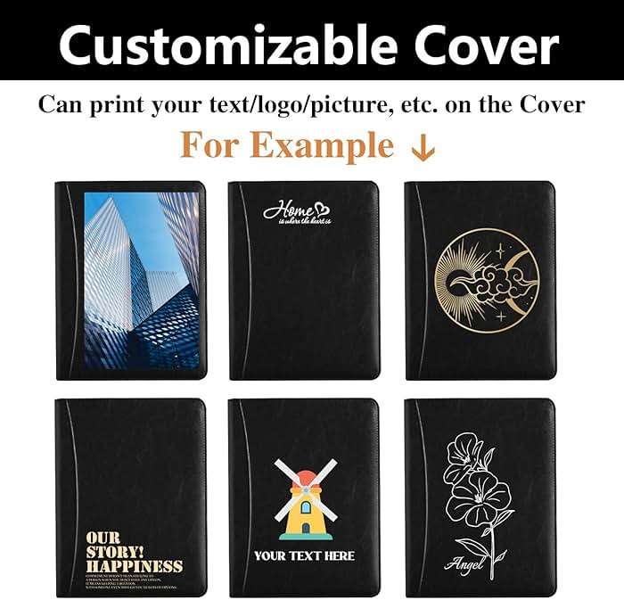 Personalized Zippered Padfolio with Custom Logo/Text/Photo - Leather Planner Binder and Portfolio Folder for Documents - A4/Letter Size with Business Card Holder for Men & Women (Black) - Image 4