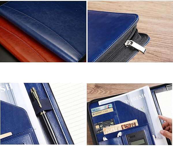 Personalized Zippered Padfolio with Custom Logo/Text/Photo - Leather Planner Binder and Portfolio Folder for Documents - A4/Letter Size with Business Card Holder for Men & Women (Black) - Image 6