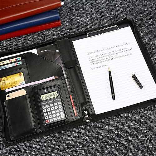 Personalized Zippered Padfolio with Custom Logo/Text/Photo - Leather Planner Binder and Portfolio Folder for Documents - A4/Letter Size with Business Card Holder for Men & Women (Black) - Image 7