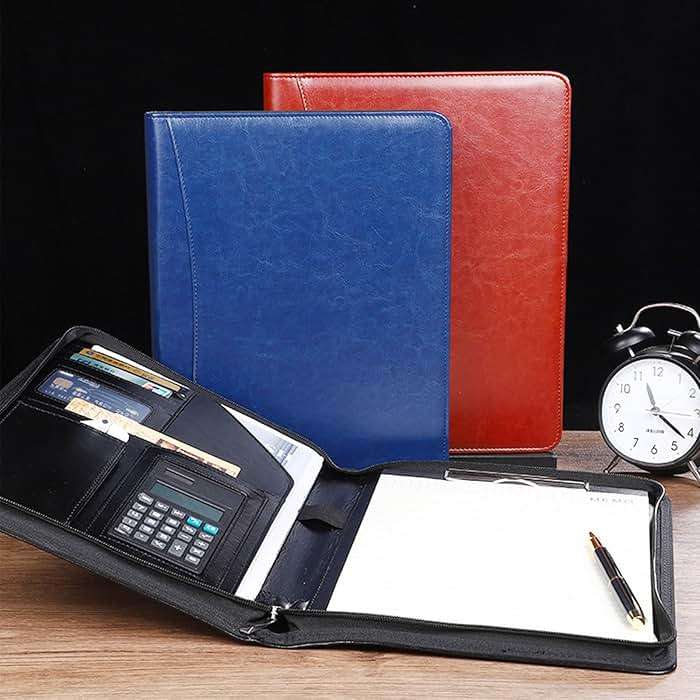 Personalized Zippered Padfolio with Custom Logo/Text/Photo - Leather Planner Binder and Portfolio Folder for Documents - A4/Letter Size with Business Card Holder for Men & Women (Black) - Image 9