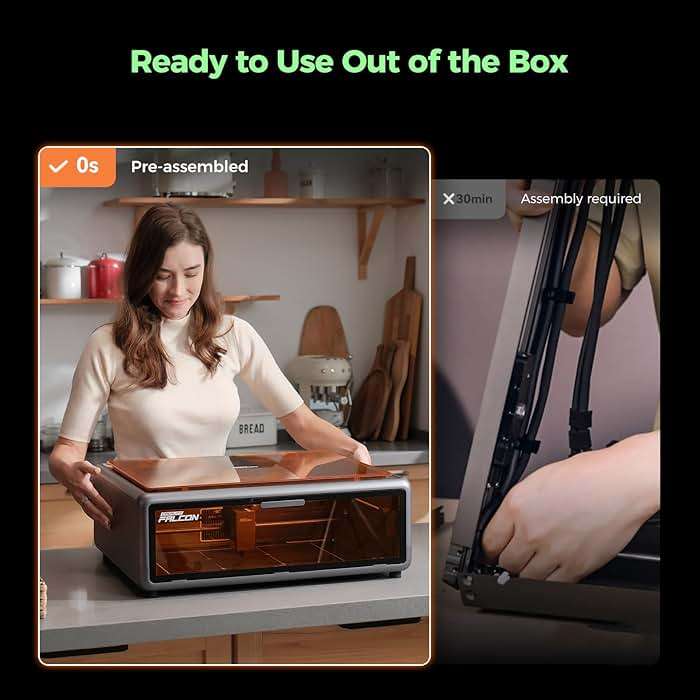 Creality Falcon A1 10W Laser Engraver, 80W Powerful Output, Fully Enclosed, 600mm/s Speed, HD Camera Auto Positioning, Pre-Assembled&Smart Material Recognition, Ideal for Wood & Metal, Class 1 Safety - Image 6
