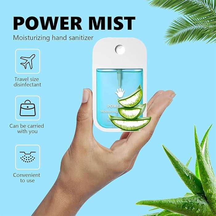 Power Mist Hydrating Hand Sanitizer, Power Mist Hydrating Spray for Hand, Hand Sanitizer Spray, Travel Size (2pcs - Blue & Green) - Image 2