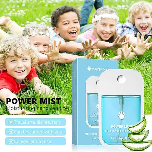 Power Mist Hydrating Hand Sanitizer, Power Mist Hydrating Spray for Hand, Hand Sanitizer Spray, Travel Size (2pcs - Blue & Green) - Image 3