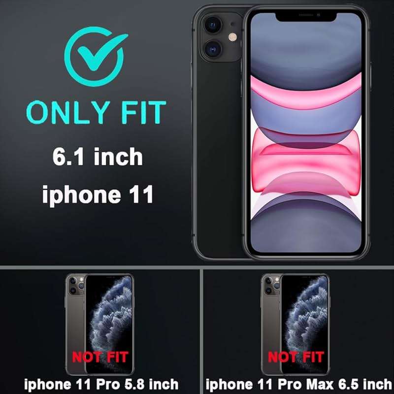 TFDSEUGH for iPhone 11 Case with 2Pcs Tempered Glass Screen Protector and 1Pcs Camera Lens Protector, Military Grade 3 in 1 Heavy Duty Shockproof/Drop Proof/Dust Proof Case (Black/Grey) - Image 2