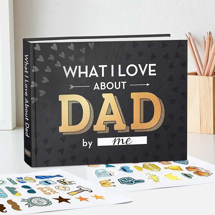 KYRAKO Fathers Day Gift for Dad from Daughter, Son, Kids - What I Love about Dad Book, Fill-in-the-Blank Book for Dad: Fun Prompt Notebook to Share Memories, Thoughtful Birthday Present & Keepsake - Image 2