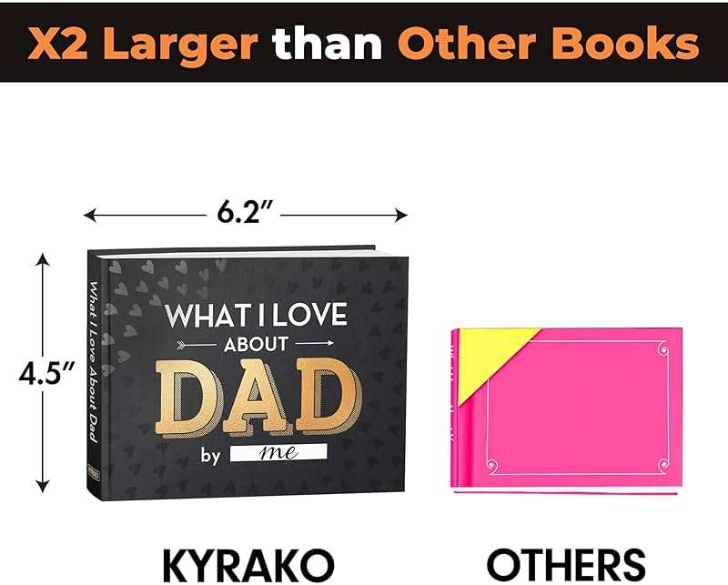 KYRAKO Fathers Day Gift for Dad from Daughter, Son, Kids - What I Love about Dad Book, Fill-in-the-Blank Book for Dad: Fun Prompt Notebook to Share Memories, Thoughtful Birthday Present & Keepsake - Image 3