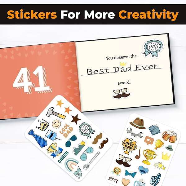 KYRAKO Fathers Day Gift for Dad from Daughter, Son, Kids - What I Love about Dad Book, Fill-in-the-Blank Book for Dad: Fun Prompt Notebook to Share Memories, Thoughtful Birthday Present & Keepsake - Image 7