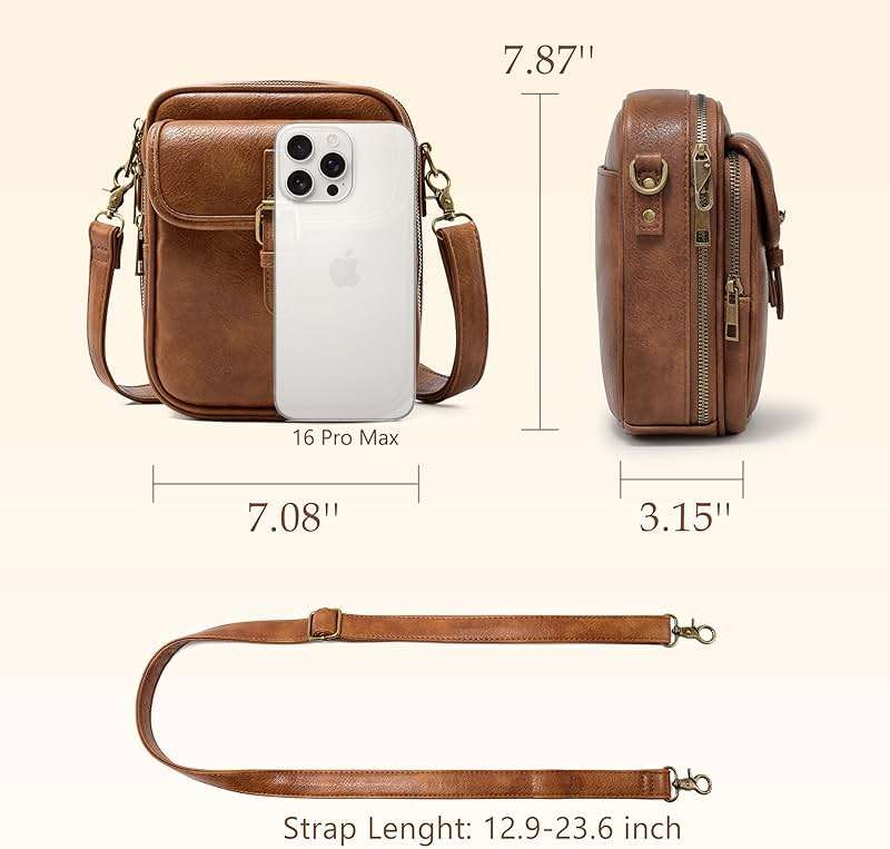 Small Crossbody Bag for Women with Card Slots Vegan Leather Messenger Bag Men Wallet, Cross Body Anti-theft Shoulder Purse - Image 3