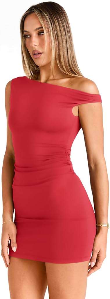 Trendy Queen Womens Mini Summer Dresses 2026 Going Out Off The Shoulder Bodycon Sexy Party Club Spring Fashion Outfits - Image 3