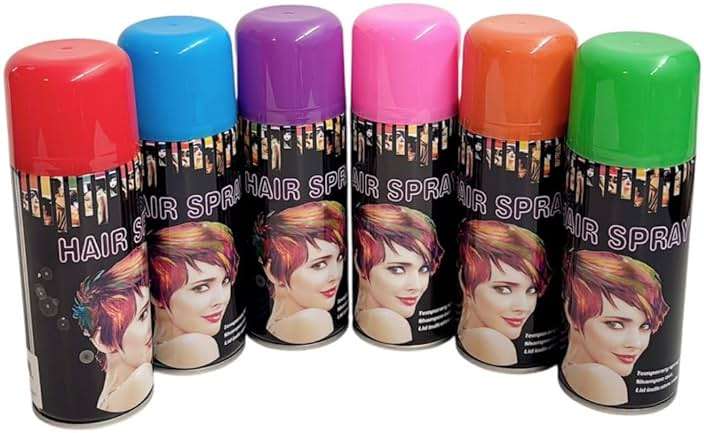 Variety Savings Temporary Hair Color Spray 6 Cans Assorted 6 Colors Fast-Drying, Non-Sticky, Non-Damaging, - Image 2