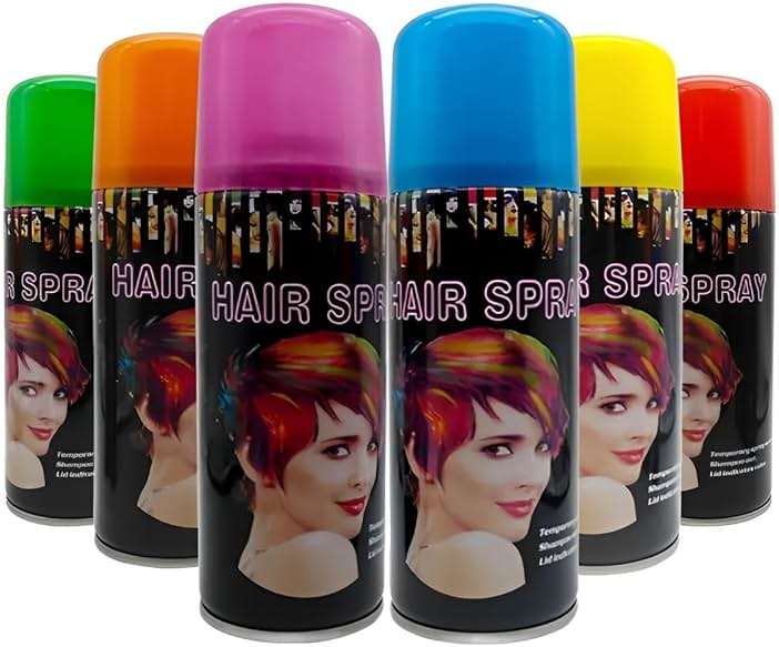 Variety Savings Temporary Hair Color Spray 6 Cans Assorted 6 Colors Fast-Drying, Non-Sticky, Non-Damaging, - Image 3