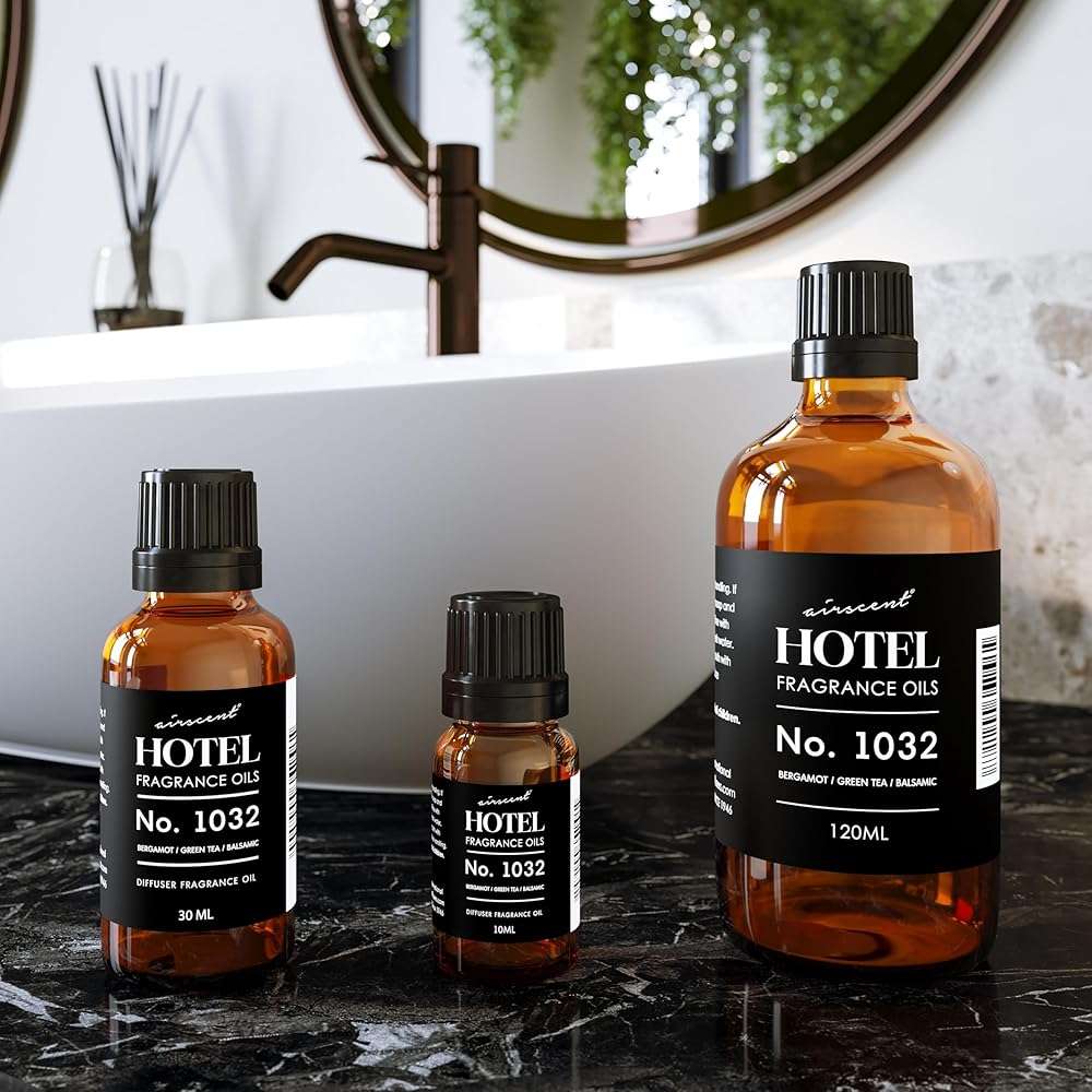 AirScent Hotel Diffuser Oil No. 1032 - Bergamot Green Tea Balsamic Notes - Hotel Scent Dupe - Fragrance Oil for Ultrasonic and Waterless Diffusers and Crafting - 120 mL, 4 fl oz Glass Bottle - Image 3