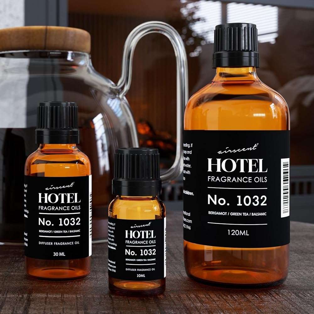 AirScent Hotel Diffuser Oil No. 1032 - Bergamot Green Tea Balsamic Notes - Hotel Scent Dupe - Fragrance Oil for Ultrasonic and Waterless Diffusers and Crafting - 120 mL, 4 fl oz Glass Bottle - Image 6