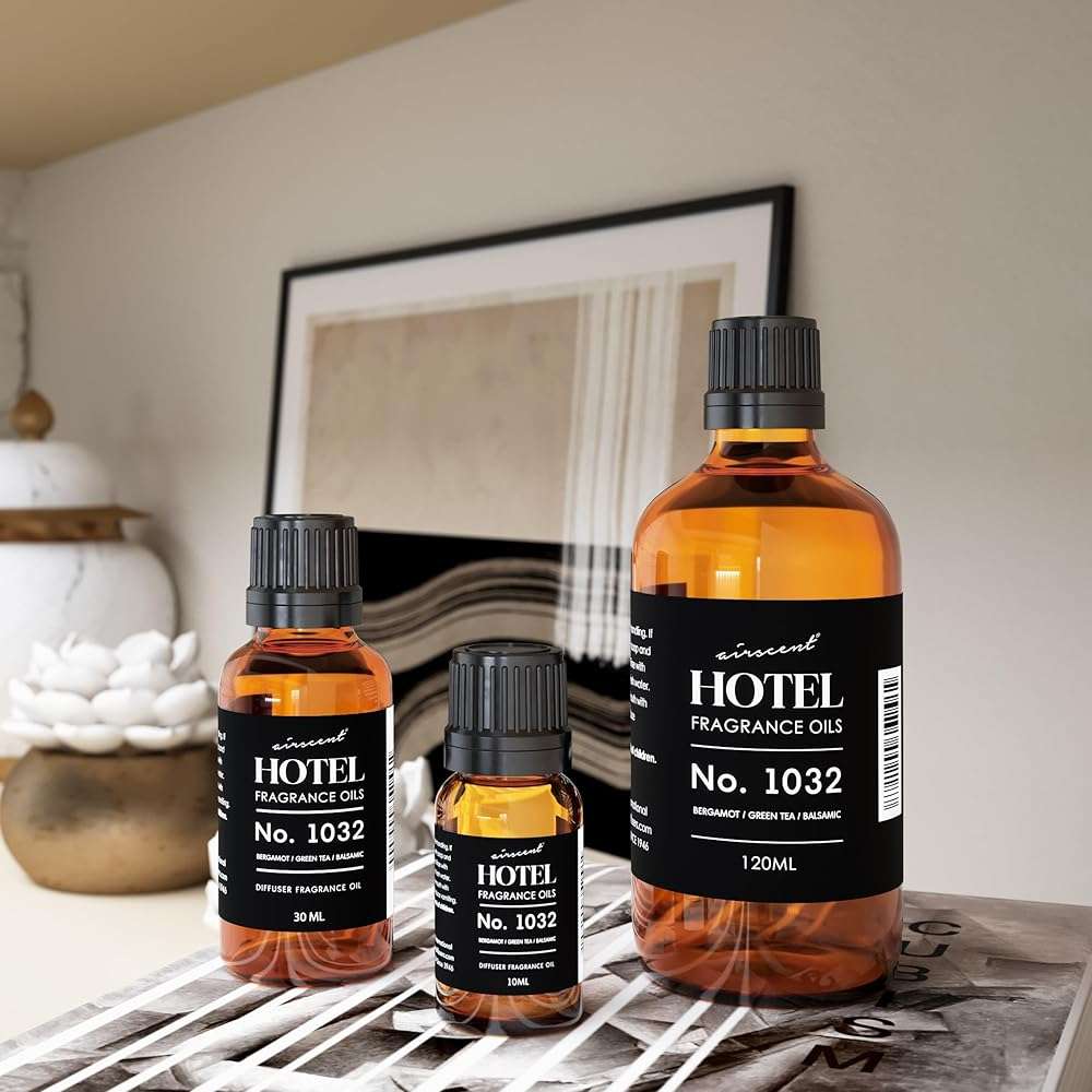 AirScent Hotel Diffuser Oil No. 1032 - Bergamot Green Tea Balsamic Notes - Hotel Scent Dupe - Fragrance Oil for Ultrasonic and Waterless Diffusers and Crafting - 120 mL, 4 fl oz Glass Bottle - Image 7