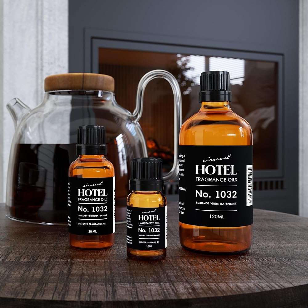 AirScent Hotel Diffuser Oil No. 1032 - Bergamot Green Tea Balsamic Notes - Hotel Scent Dupe - Fragrance Oil for Ultrasonic and Waterless Diffusers and Crafting - 120 mL, 4 fl oz Glass Bottle - Image 8