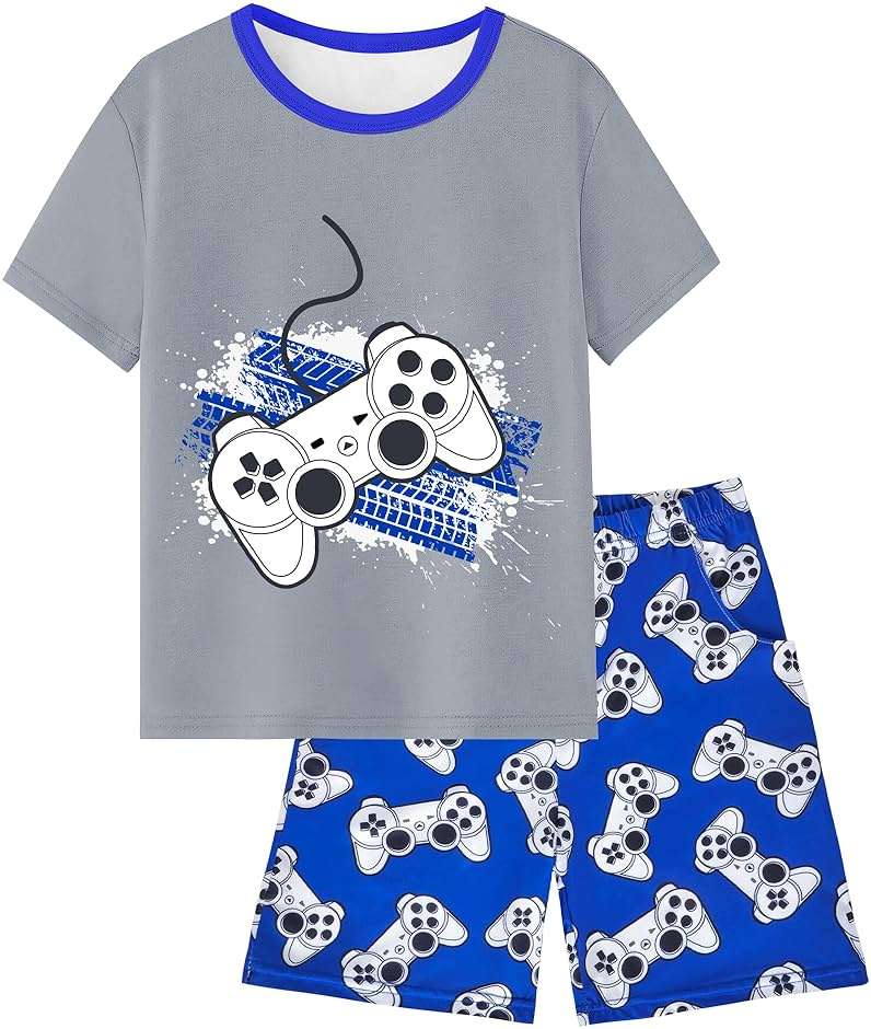 Fiodrimy Boys Pajamas Big Boys Summer PJs Set 2 Piece Kid Short Sleeve Sleepwear Nightwear Size 8-14 - Image 1