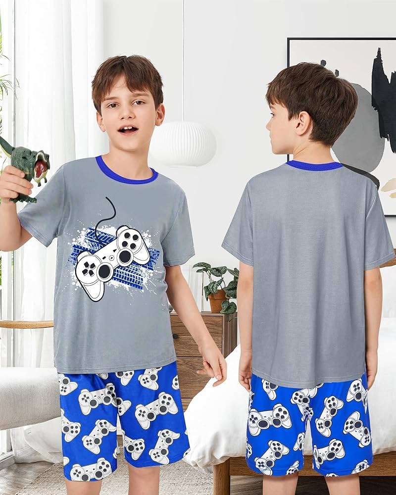 Fiodrimy Boys Pajamas Big Boys Summer PJs Set 2 Piece Kid Short Sleeve Sleepwear Nightwear Size 8-14 - Image 2