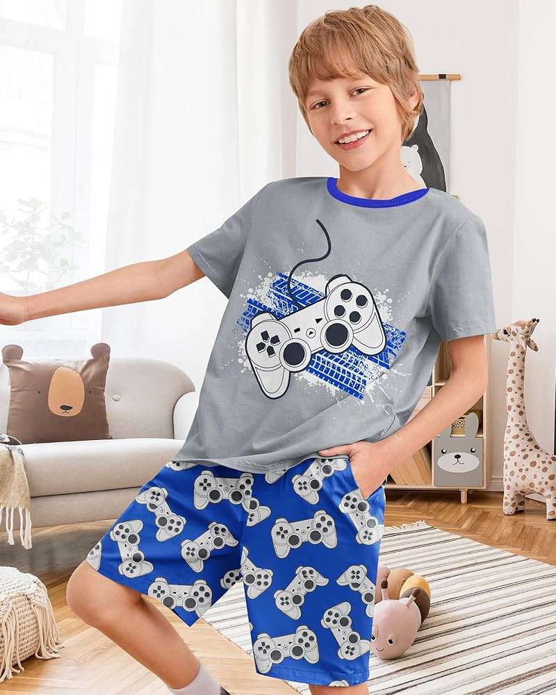 Fiodrimy Boys Pajamas Big Boys Summer PJs Set 2 Piece Kid Short Sleeve Sleepwear Nightwear Size 8-14 - Image 3