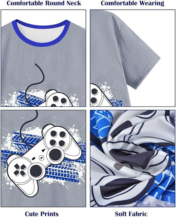 Fiodrimy Boys Pajamas Big Boys Summer PJs Set 2 Piece Kid Short Sleeve Sleepwear Nightwear Size 8-14 - Image 4
