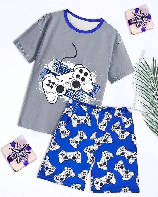 Fiodrimy Boys Pajamas Big Boys Summer PJs Set 2 Piece Kid Short Sleeve Sleepwear Nightwear Size 8-14 - Image 6