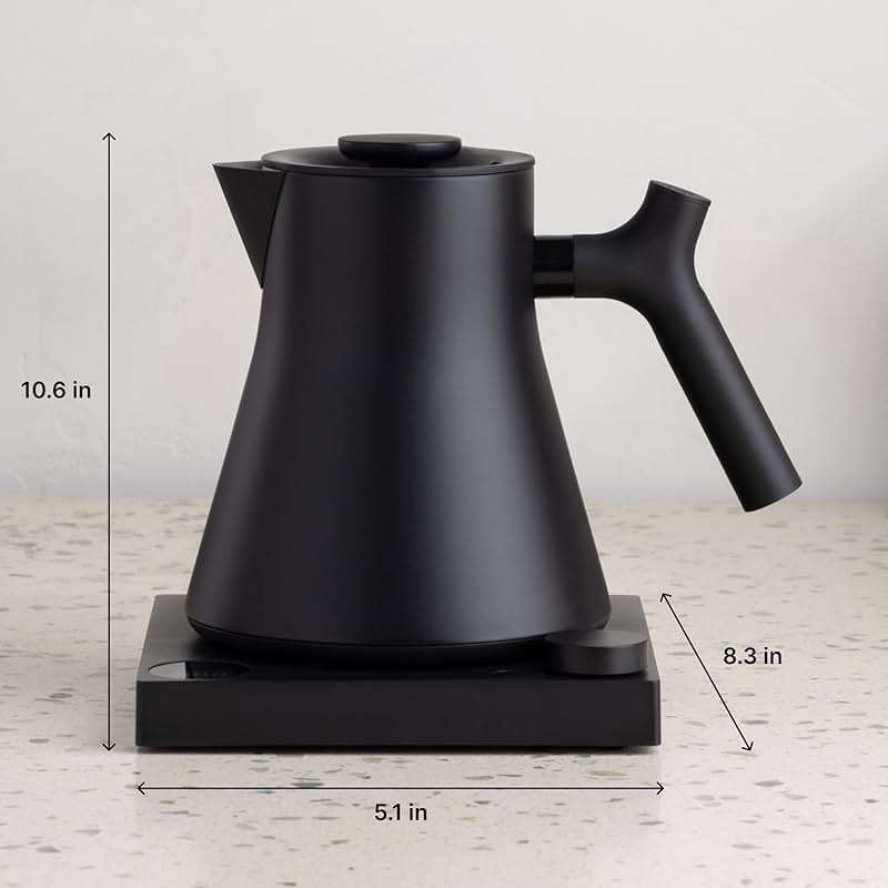 Fellow Corvo EKG Pro Electric Tea Kettle - Quick Heating, Precise Temperature Control Electric Kettle, Scheduling, Built-in Brew Timer for Boiling Water - Matte White with Maple Handle - 0.9 Liter - Image 3