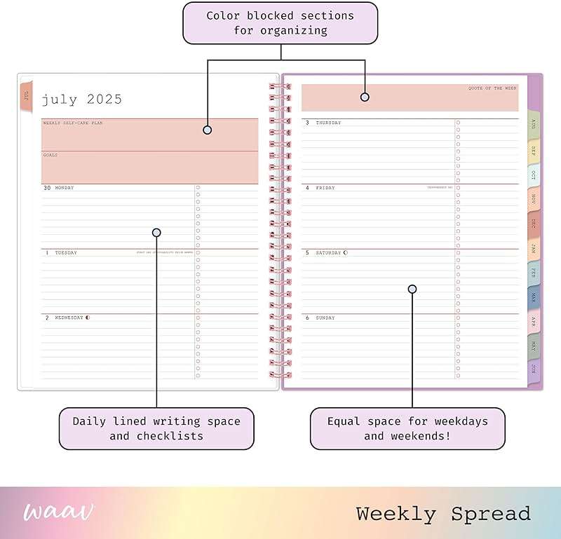 Blue Sky WAAV Weekly and Monthly Academic Year Planner Calendar, July - June, Flexible Cover, Wirebound, Laminated Tabs, Storage Pocket, Lisa (Lisa- 2025/2026, 7" x 9") - Image 4