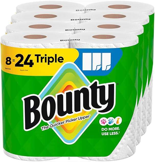 Bounty Select-A-Size Paper Towels, White, 8 Triple Rolls = 24 Regular Roll - Image 1