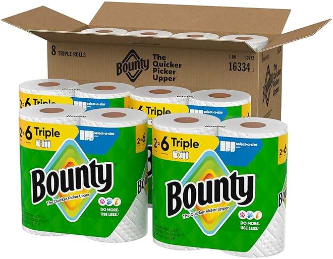 Bounty Select-A-Size Paper Towels, White, 8 Triple Rolls = 24 Regular Roll - Image 13