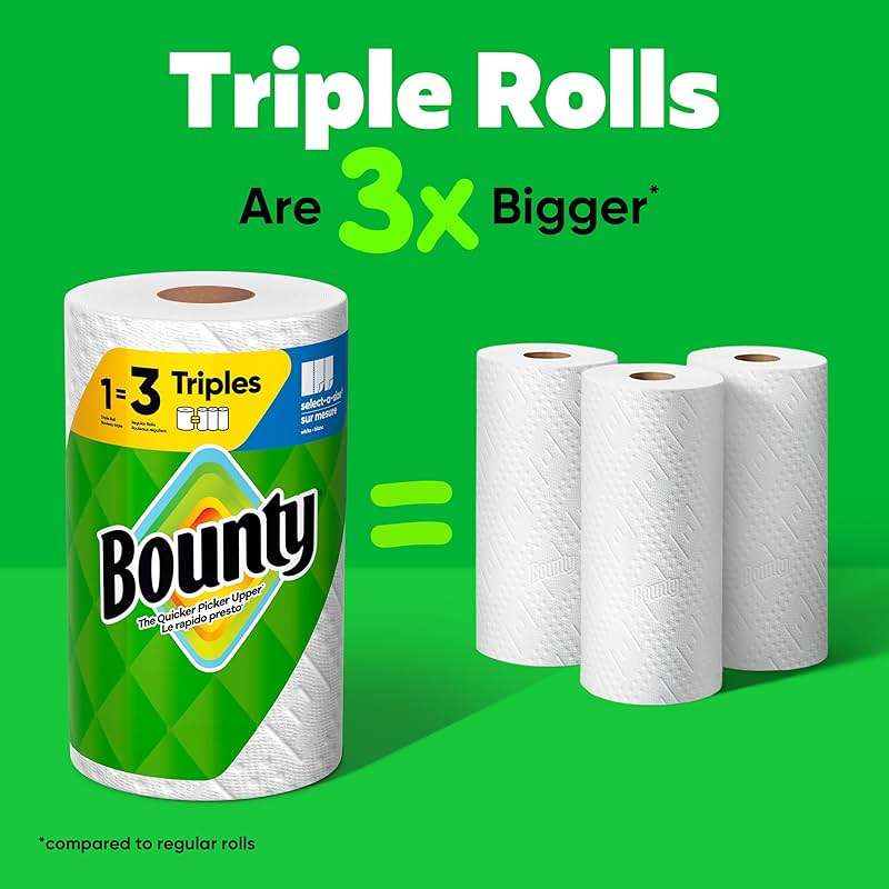 Bounty Select-A-Size Paper Towels, White, 2 Triple Rolls = 6 Regular Rolls - Image 3