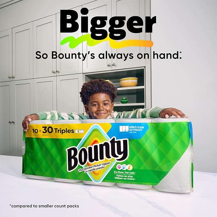 Bounty Select-A-Size Paper Towels, White, 2 Triple Rolls = 6 Regular Rolls - Image 8