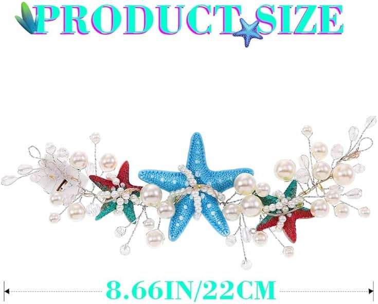 JAKAWIN Light Up Mermaid Costume Headpiece Starfish Ocean Hair Accessories for Women - Image 4