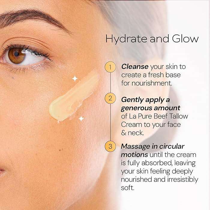 LA PURE Beef Tallow for Skin, Grass-Fed Tallow Face Cream with Aloe Vera, Hyaluronic Acid, Frankincense & Vitamin E to Hydrate, Firm, and Smooth Skin, Non-Greasy Moisturizer, Citrus Scent, 2 oz - Image 6