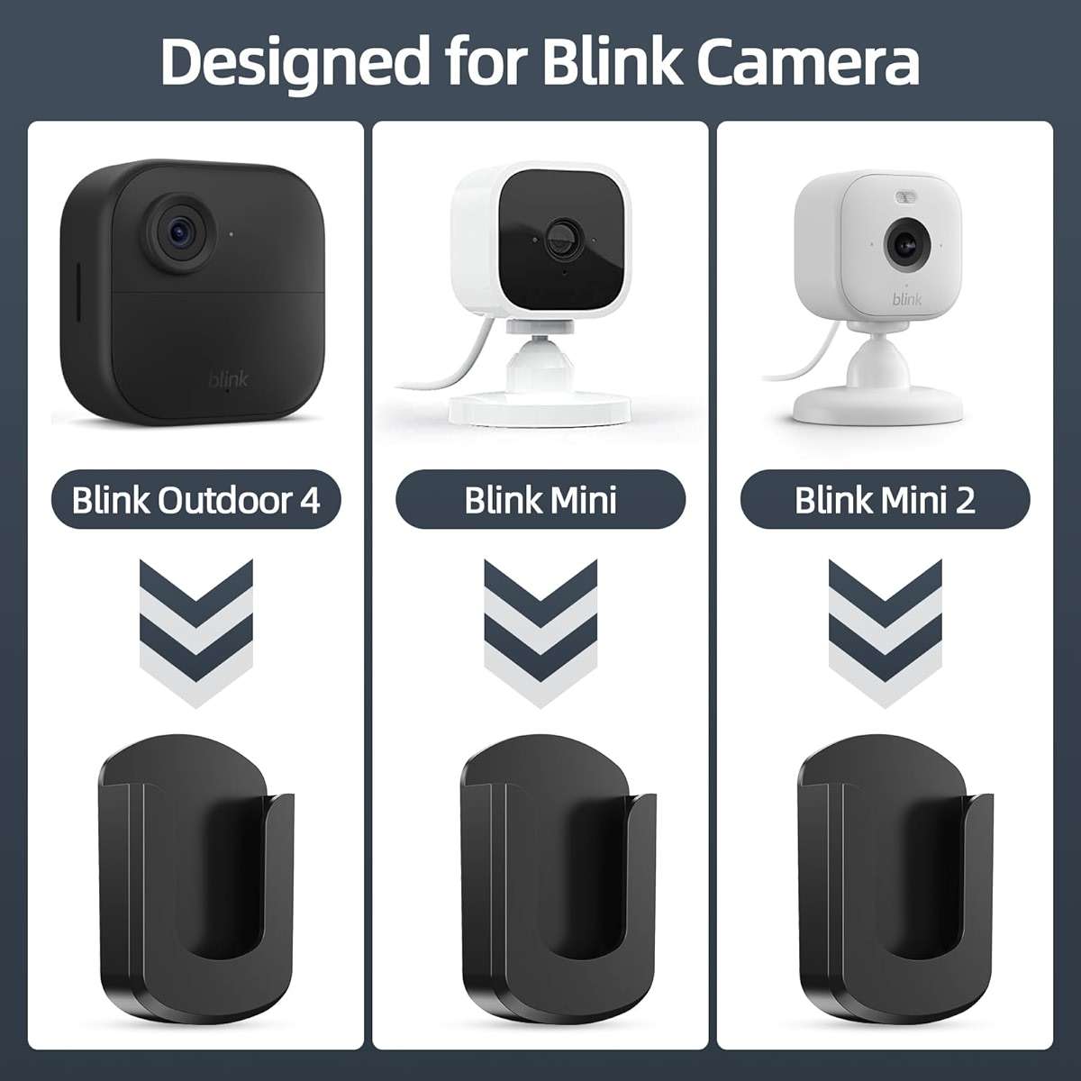BOUNHOHE Blink Camera Mount, 3 Pack Adhesive Wall Mount Bracket for Blink Outdoor 4/Indoor/Mini/Mini 2, No Drill, Black - Image 2