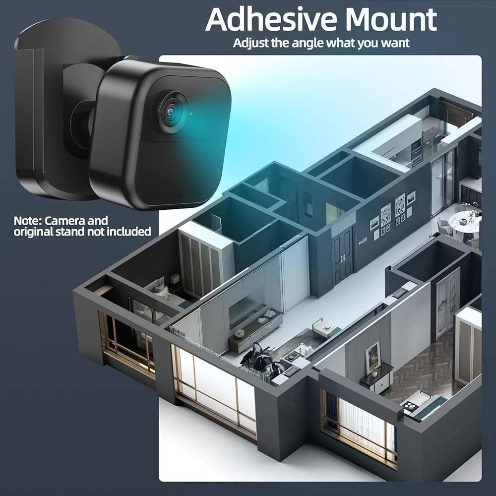 BOUNHOHE Blink Camera Mount, 3 Pack Adhesive Wall Mount Bracket for Blink Outdoor 4/Indoor/Mini/Mini 2, No Drill, Black - Image 4