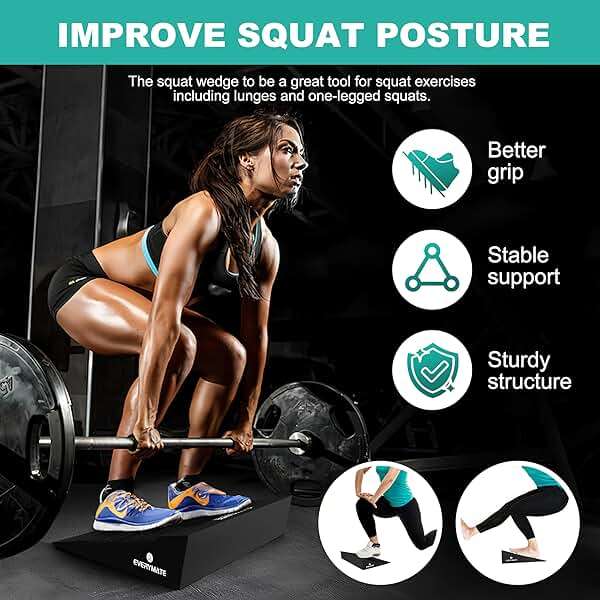 EVERYMATE Squat Wedge, Extra Large Squat Wedge Block, Squat Wedges Weightlifting, Calf Stretching, Slant Board for Squats, Heel Elevated Squat Wedge, Knees Over Toes Squats, Calf Wedge Stretching Block - Image 3