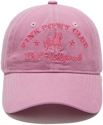 BOTVUG Pink Pony Club Embroidered Trucker Hat Women Baseball Cap Adjustable Cotton dad hat. - Image 1
