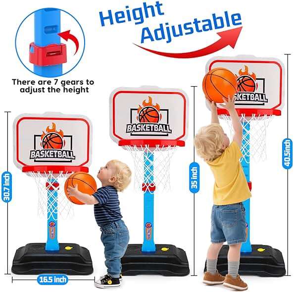 Toddler Basketball Hoop for Kids 1-3, Mini Adjustable Basketball Hoops Indoor with Balls Outdoor Pool Basketball Goal Sports Play Toys for 1 2 3 year old Baby Boys Girls First Birthday Gifts Age 1-2-3 - Image 2