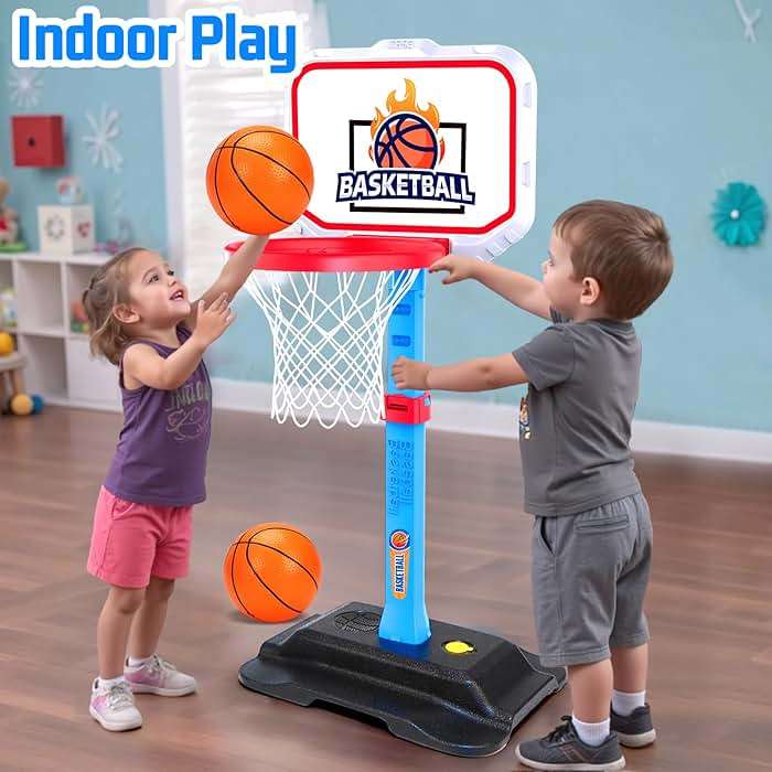 Toddler Basketball Hoop for Kids 1-3, Mini Adjustable Basketball Hoops Indoor with Balls Outdoor Pool Basketball Goal Sports Play Toys for 1 2 3 year old Baby Boys Girls First Birthday Gifts Age 1-2-3 - Image 3