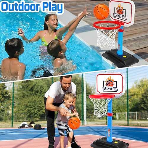 Toddler Basketball Hoop for Kids 1-3, Mini Adjustable Basketball Hoops Indoor with Balls Outdoor Pool Basketball Goal Sports Play Toys for 1 2 3 year old Baby Boys Girls First Birthday Gifts Age 1-2-3 - Image 4