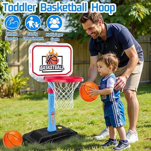 Toddler Basketball Hoop for Kids 1-3, Mini Adjustable Basketball Hoops Indoor with Balls Outdoor Pool Basketball Goal Sports Play Toys for 1 2 3 year old Baby Boys Girls First Birthday Gifts Age 1-2-3 - Image 5