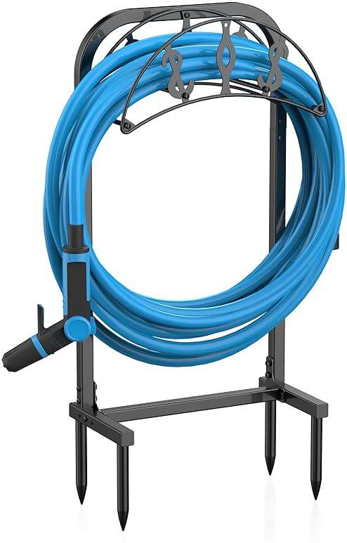 Kesito Garden Hose Holder, Water Hose Holder with 4 Spikes, Hose Reel Holds 150ft Hose, Freestanding, Heavy Duty Hose Stand Hose Hanger Hose Storage Hose Organizer for Outside Lawn Yard - Image 1