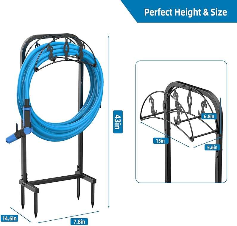 Kesito Garden Hose Holder, Water Hose Holder with 4 Spikes, Hose Reel Holds 150ft Hose, Freestanding, Heavy Duty Hose Stand Hose Hanger Hose Storage Hose Organizer for Outside Lawn Yard - Image 2