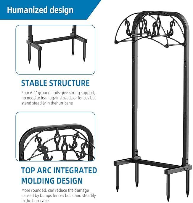 Kesito Garden Hose Holder, Water Hose Holder with 4 Spikes, Hose Reel Holds 150ft Hose, Freestanding, Heavy Duty Hose Stand Hose Hanger Hose Storage Hose Organizer for Outside Lawn Yard - Image 3